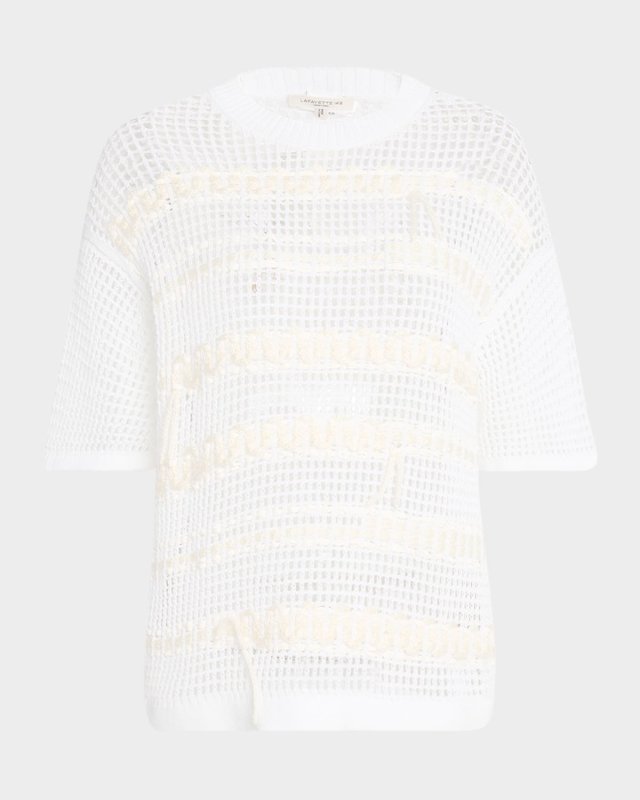 Embroidered Mesh-Knit Sweater